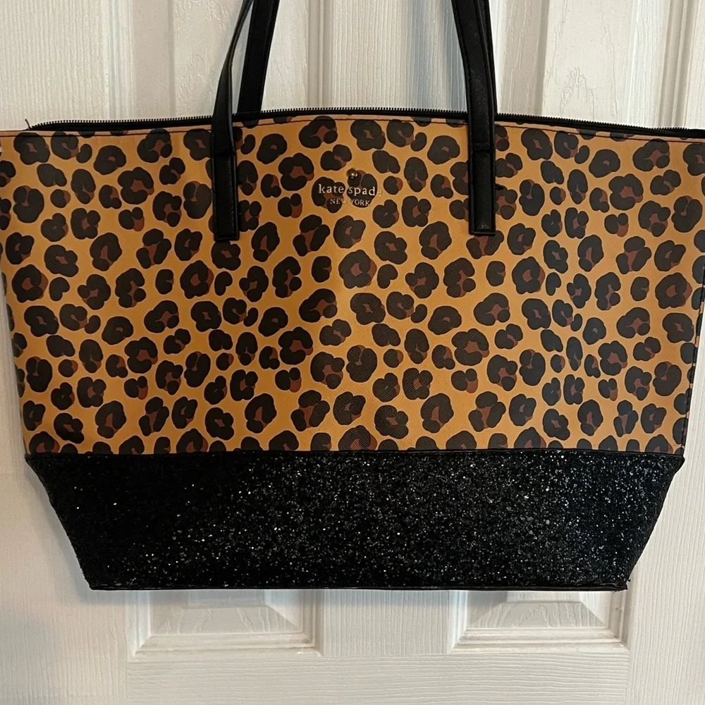 Kate Spade Leopard Print Tote with Black Accents - Picture 2 of 10